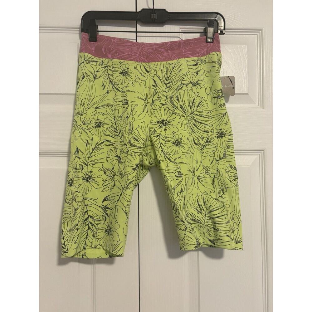 Nwt Free People Movement Green Pink Floral Biker Shorts Size Medium